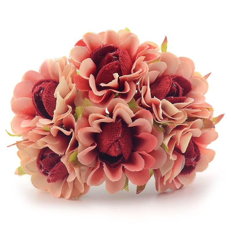 Bouquet de pavot en imitation soie artificielle, 6 pièces, bon marché, décoration de mariage, de noël à domicile, couronne à faire soi-même, application artisanale: red