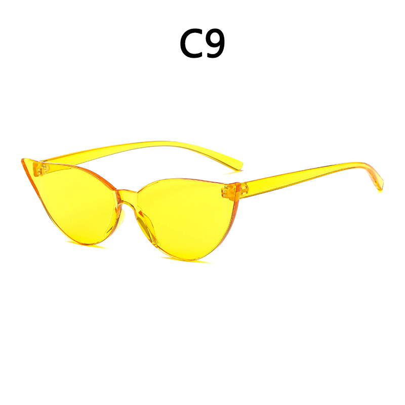 Boyseen retro randloze cat eye zonnebril dames merk 90s trendy kleine groene oranje cat eye zonnebrillen  a003: C9