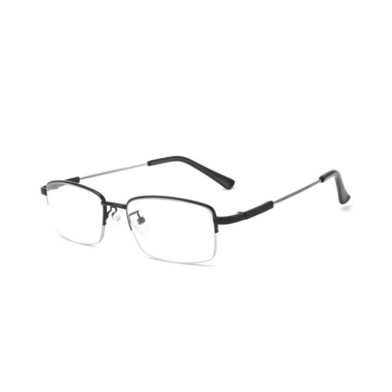 Computer blauw licht filter leesbril half montuur metalen montuur bril dames heren flexibele progressieve presbyopie bril: +100 / Zwart