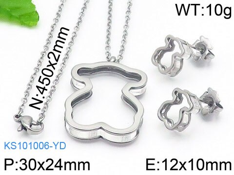 Conjuntos de jóias de urso de aço inoxidável para mulheres colar brincos conjunto de jóias de moda mulher acessórios presentes: Steel