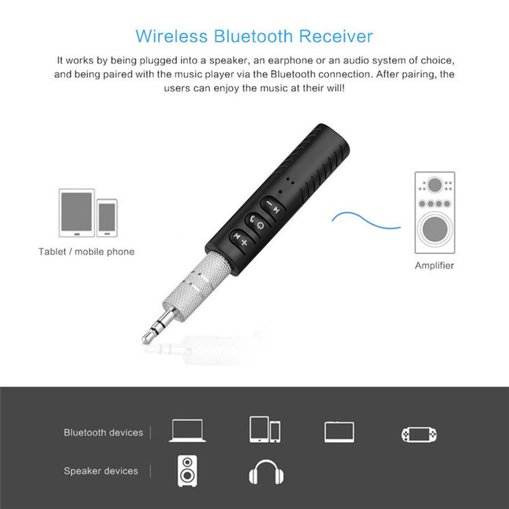 Trådløs bluetooth mottaker 5.0 adapter jack 3.5mm trådløs mottaker adapter auto aux sett bil til pc musikk  mp3 høyttaler hodetelefoner