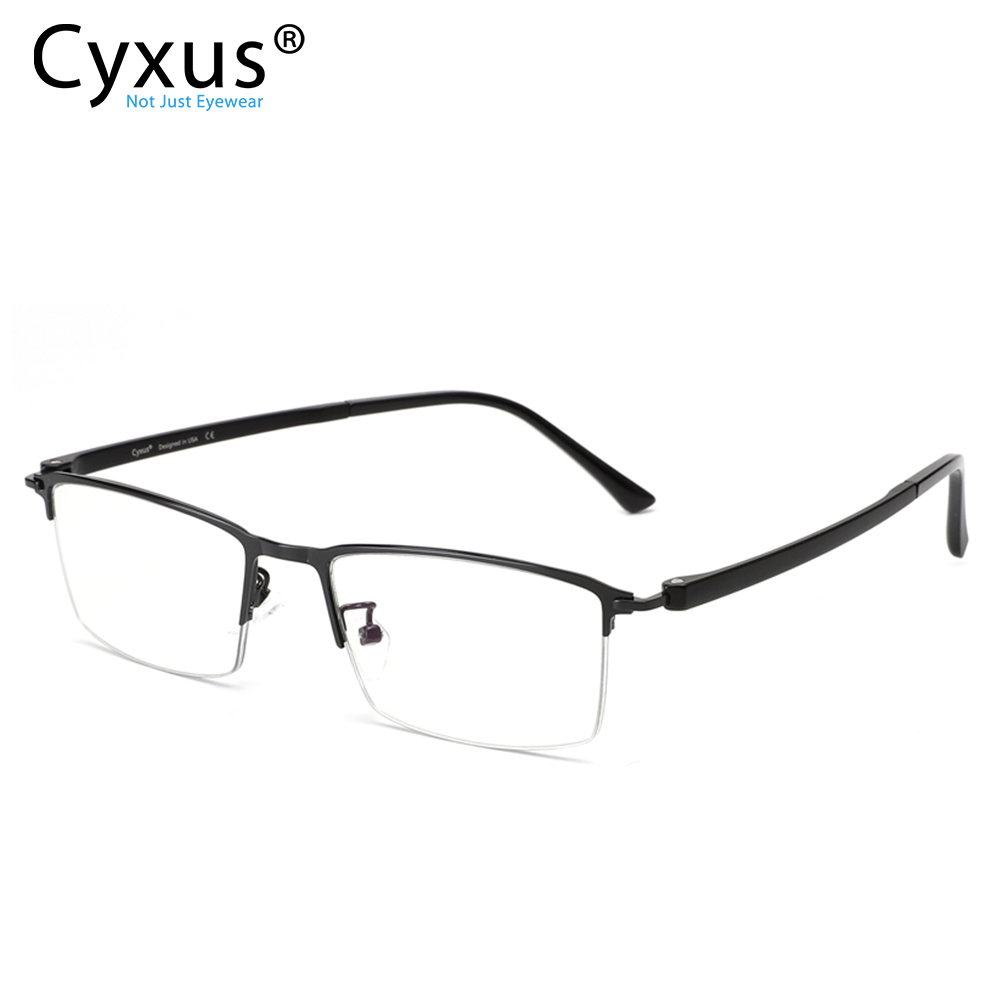 Cyxus Anti Blue Light Computer Glasses for Eye Strain Relief Half Rectangle Lightweight Frame for Mens Women Eyewear 8003