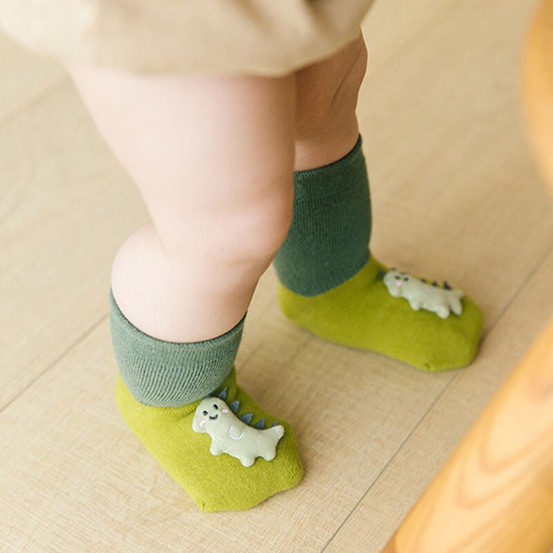 Cartoon Dinosaur calzini per bambini inverno caldo ragazza ragazzo calzini da pavimento bambola carina antiscivolo bambino calzino corto