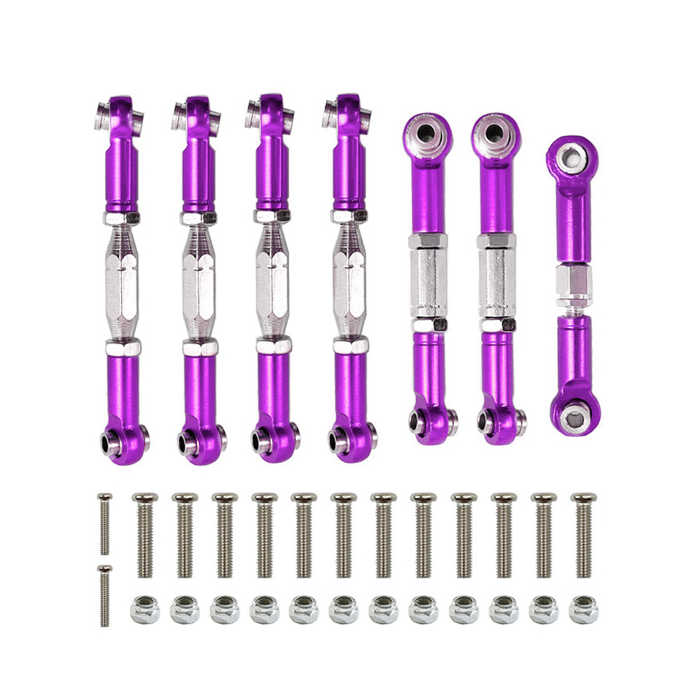 Juego de varillas de dirección con varilla de tracción servo de conexión de metal para WLtoys 1:14 144001 124018 124019 Piezas de actualización de coche RC: Amarillo claro