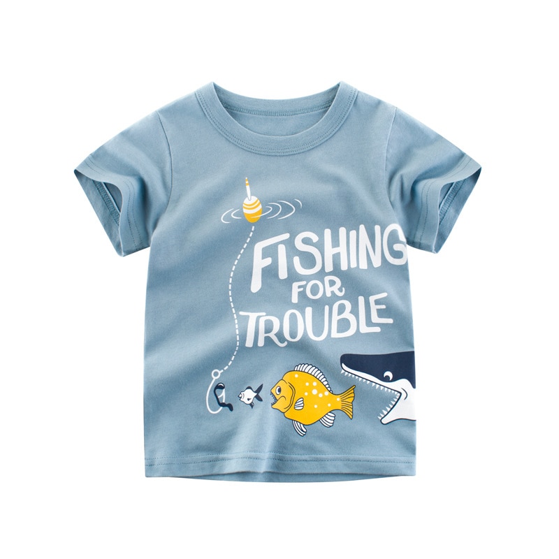 T-shirts T-Shirt garçons vêtements bébé-garçons enfants dessin animé vêtements d'extérieur hauts voiture-impression coton pour enfants requin imprimé été enfant en bas âge: 9222 / 2T