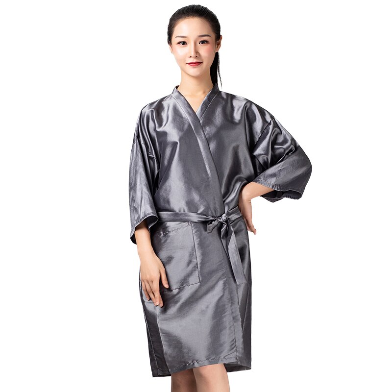 1 st frisör kimono skönhet spa klänning morgonrock hårkappor missfärgning styling frisörsalong frisör omlottduk: Grå