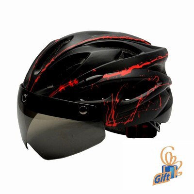 Stijlvolle Zwarte Bril Fiets Helm Ultralight Patroon Fietshelm Riding Mountain Racefiets Integraal Gegoten Fietshelmen: Black red
