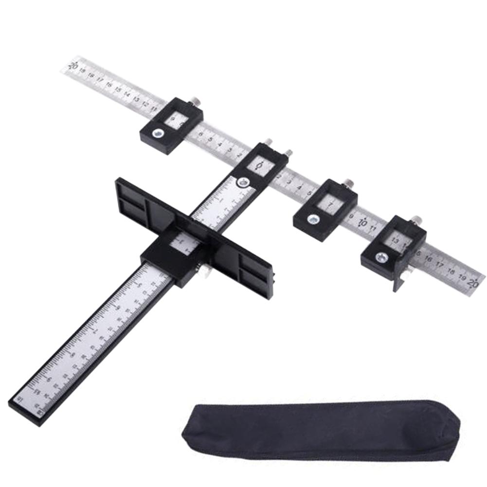 Verstelbare Punch Locator Kast Hardware Jig Boor Gids Hout Boren Template Tool Met Inch En Metrische Schaal Voor Lade #35