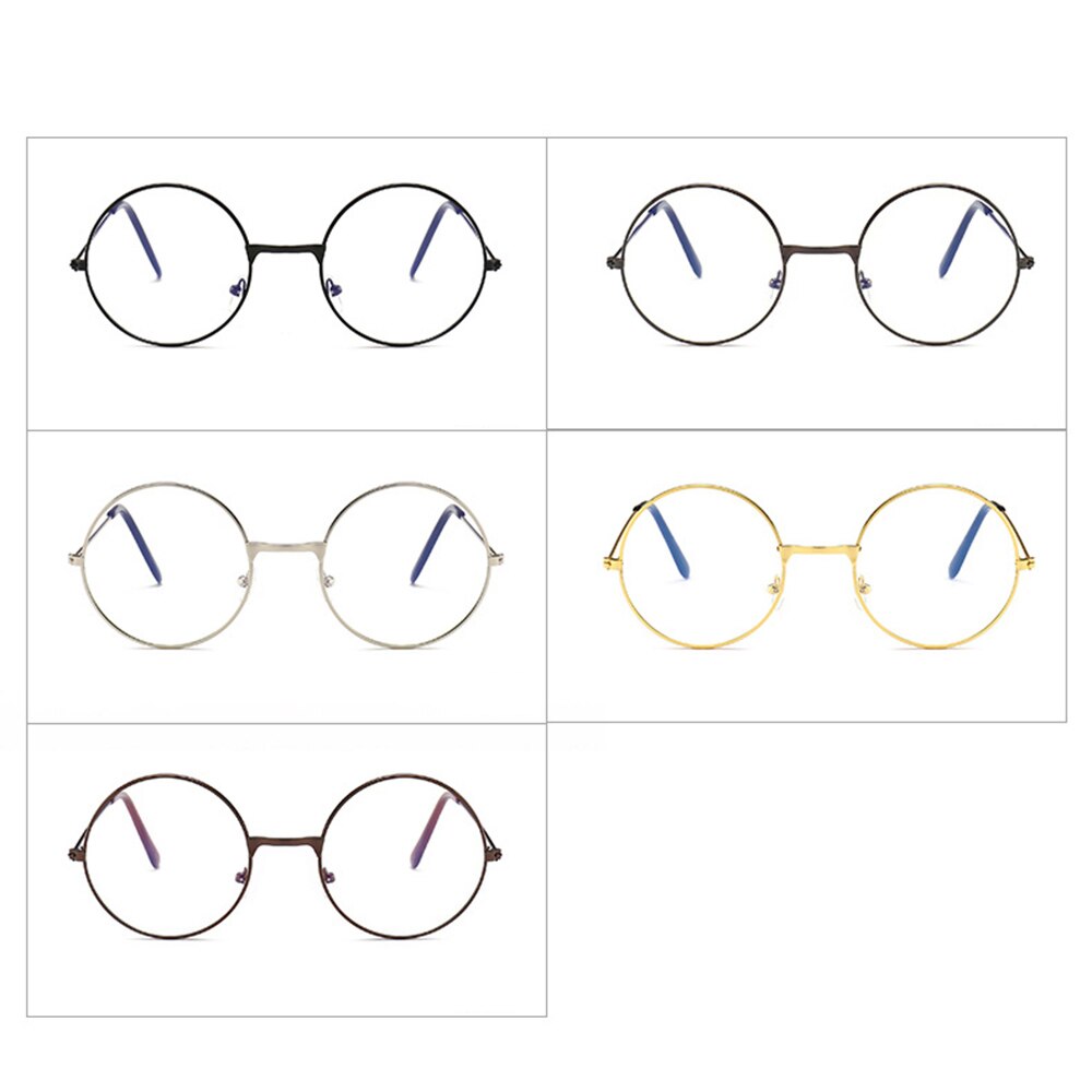 årgang rund metallramme blått lys blokkerende personlighet høyskole stil klar linse briller øyevern mobiltelefon søle