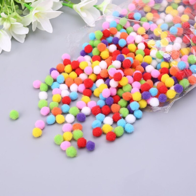 1000Pcs Soft Round Fluffy Craft PomPoms Ball Mixed Color Pom Poms 12mm DIY Craft BX0D