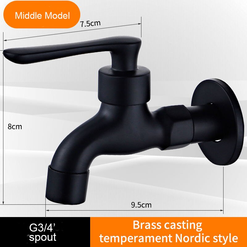 Black Bibcock Brass Faucet Outdoor Garden Taps for Washing Machine Laundry Cleaning Toilet Mop Faucet WB8511: Red