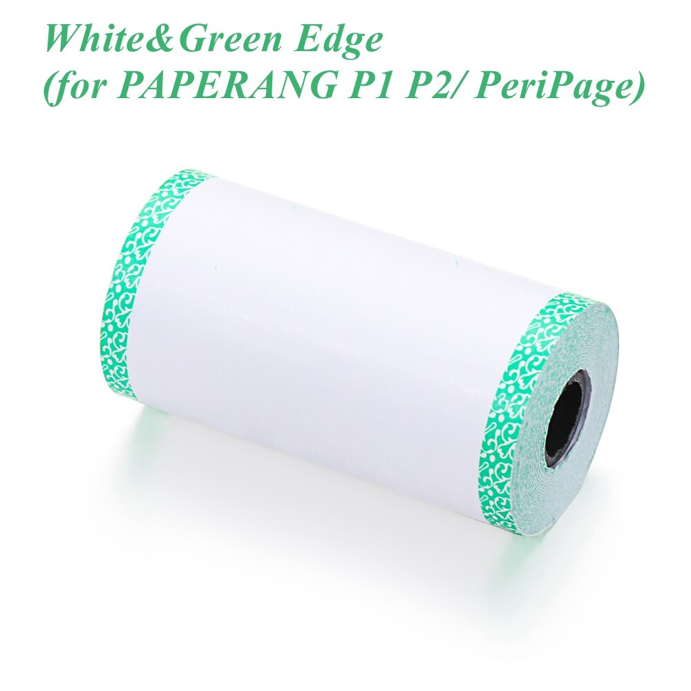 1 Roll Colorful Printer Sticker Non-adhesive Thermal Paper Direct Thermal Paper P1/P2 57*30mm For PAPERANG/ PeriPage Printer: White Green Edge