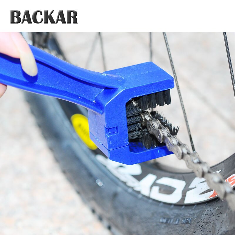Backar cykel tre-sider kæde rengøringsbørste med to hoveder gearbørste renere skrubber værktøj motorcykel cykeltilbehør