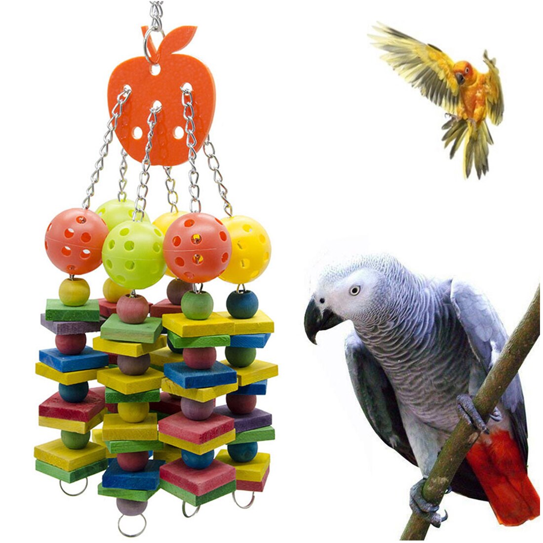 Papegaai Speelgoed Voor Grote Vogels Schommel Speelgoed Kleurrijke Houten Blokken Swing Hield Bossen Speelgoed Voor Budgie Lovebirds Conures Vogels Speelgoed