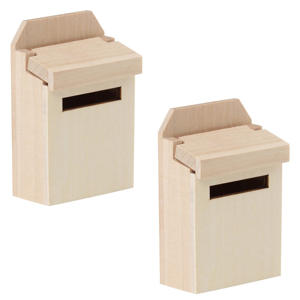 2 Stuks Mini Huis Brief Box Mini Houten Mailbox Delicate Mini Huis Meubels: Default Title