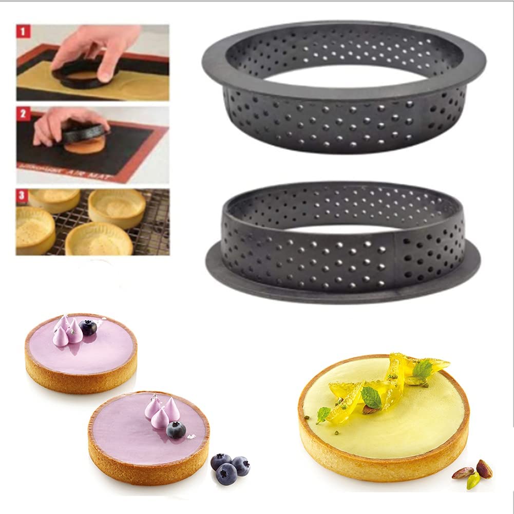 6/8Pcs Mousse Circle Cutter Decorating Tool French Dessert DIY Cake Mold Perforated Ring Non Stick Bakeware Tart