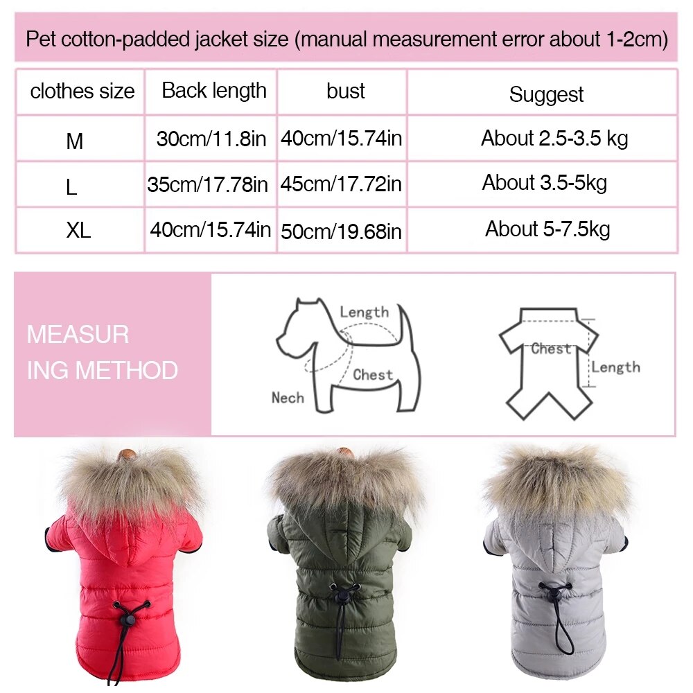 Middelgrote En Kleine Hooded Kleding Zachte Bont Kap Puppy Clothingwinter Warme Hond Jas Down Katoen Gewatteerde Jas
