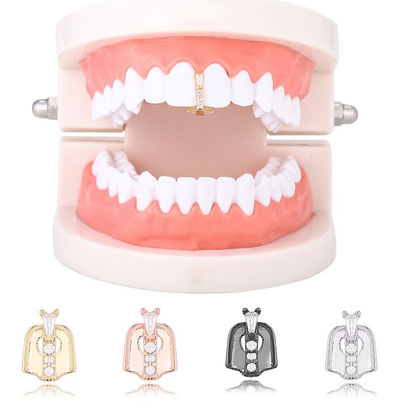 Teeth Caps Hip Hop Rapper Rock Teeth Cover Grills Tooth Cap Teeth Case Braces Rhinestone Tooth Clips Hip Hop Party Jewelry