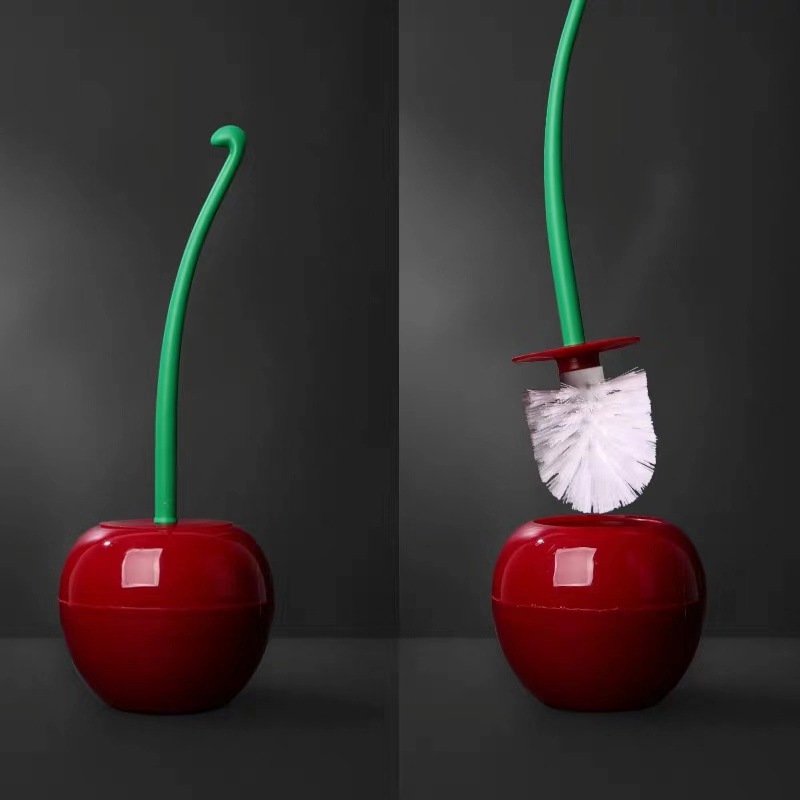Lovely Cherry Shape Lavatory Brush &amp; Holder WC Toilet Cleaning Brush Long Handle Toilet Bowl Brush