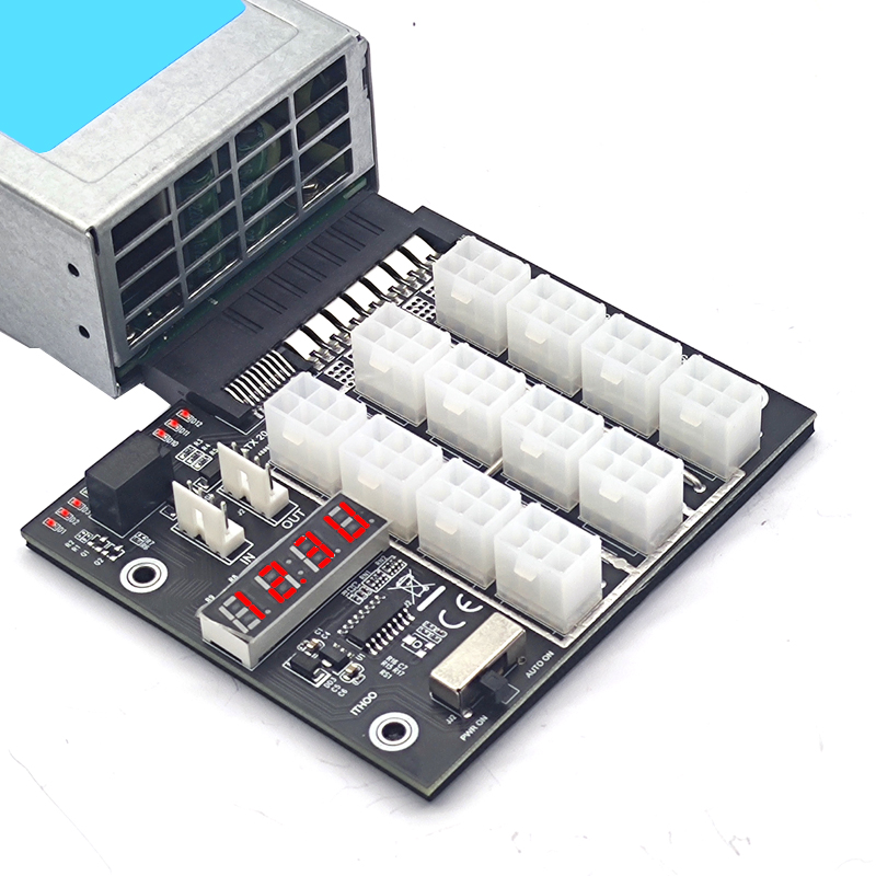 Upgrade ATX 10 + 14PIN Power Slot NAAR 12x 6Pin Voeding Breakout Board Adapter Converter 12V voor HP PSU en BTC Mijnbouw
