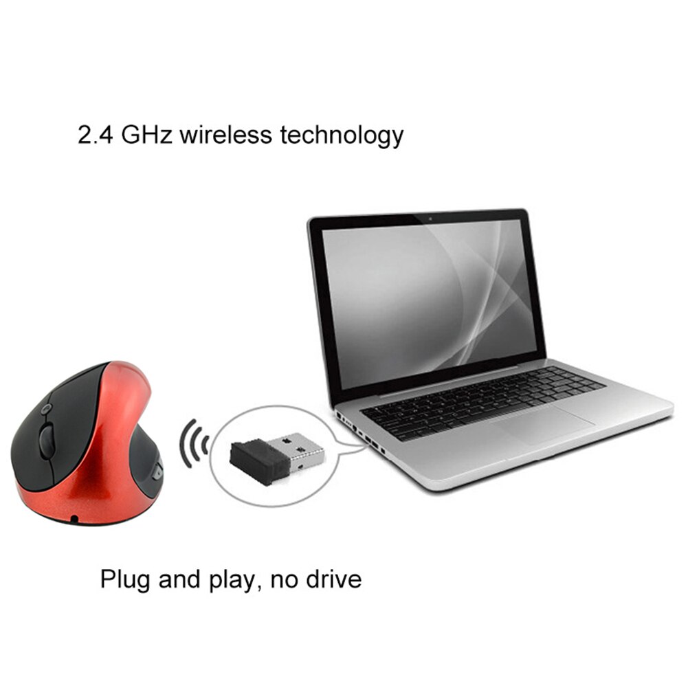 Ergonomische oplaadbare 2.4g draadloze/bedrade 6- toetsen optische verticale muis muizen computermuis