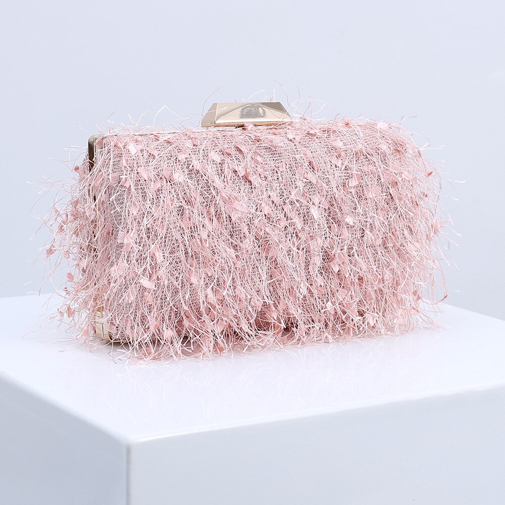 Koreaanse Vintage Volledige Kwastje Avondtasje Voor Vrouwen Roze Grijs Koppelingen Tas Telefoon Purse Wedding Bruid Handtas Keten Schoudertas