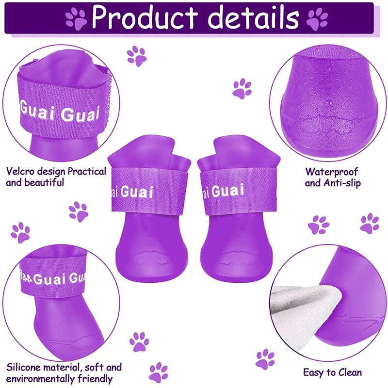 4 Stuks Waterdichte Laarzen Hond Schoenen Puppy Candy Kleuren Antislip Regen Schoenen Pet Laarzen Voor Sneeuw Regen Dag midden En Kleine Honden