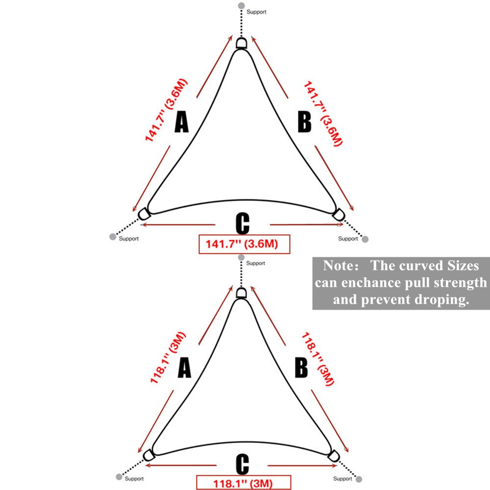 Waterproof 1800D Gray Square Rectangle Shade Sail Garden Terrace Canopy Swimming Sun Shade Camping Hiking Yard Sail Awning Tent