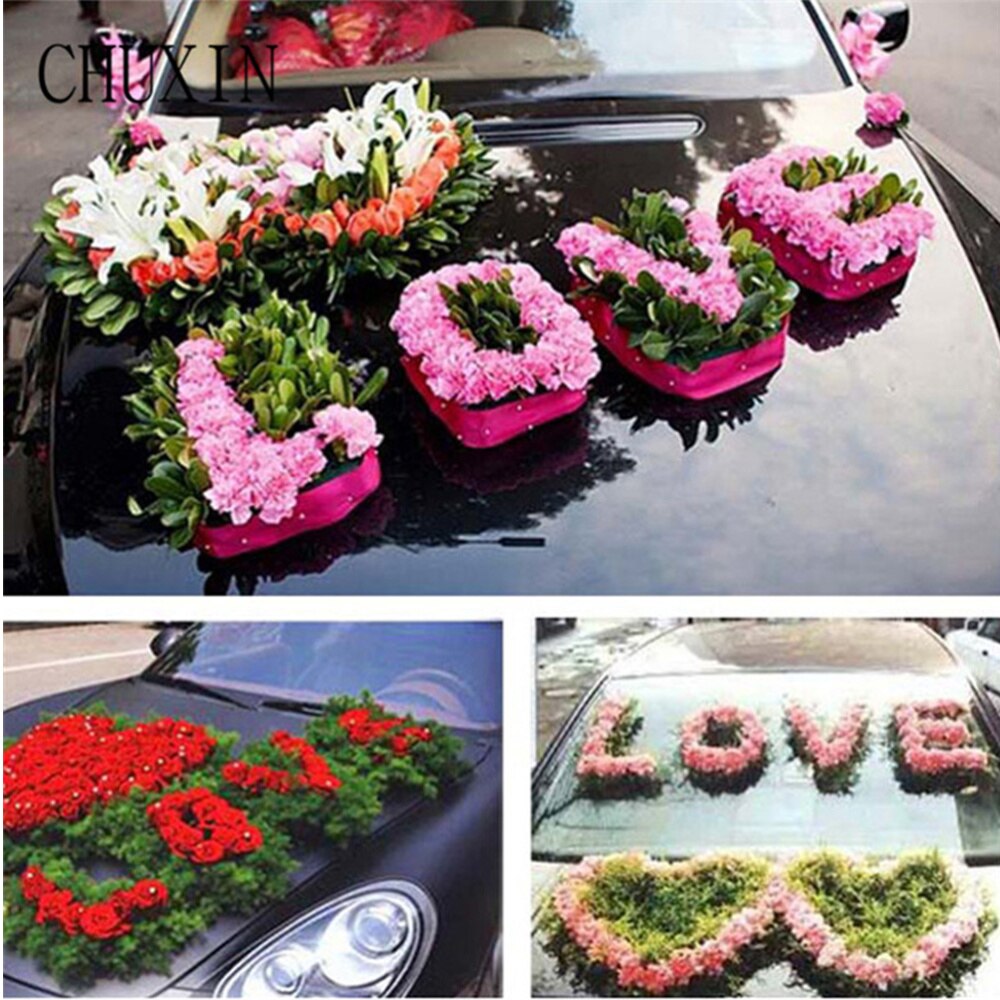 1pc bröllop bil blommig lera bil huvud blomma dekoration tallrik gör det själv blommor arrangera lera själv blomma lera med sugkopp f
