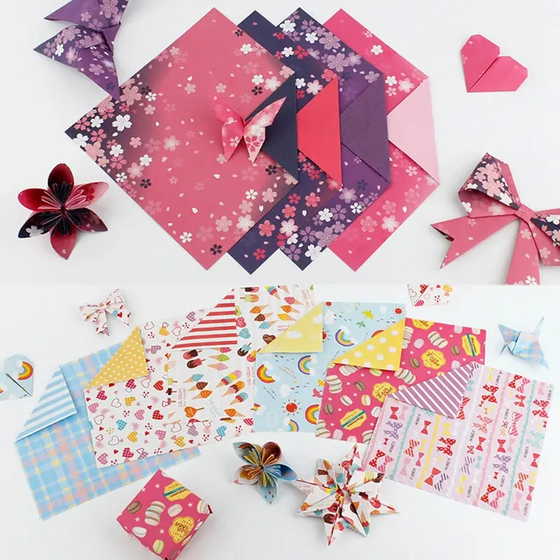 60pcs Japanese Floral Origami Kids Handmade Materials DIY Scrapbooking Folding Craft Paper Square Flower Pattern Craft Decor