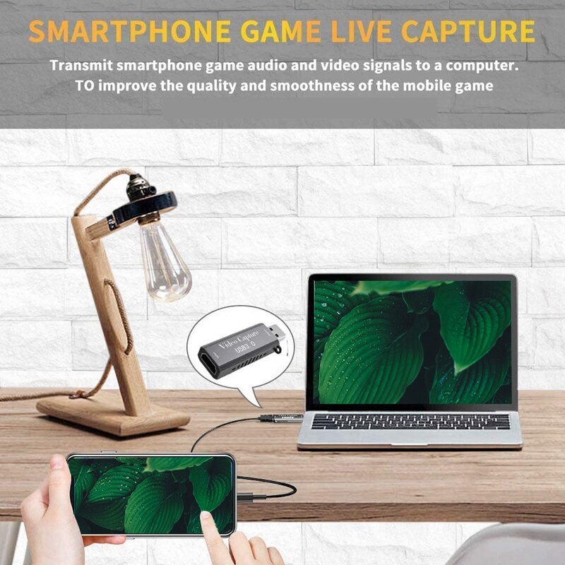 Video Capture Card, HDMI-Compatible Video Capture Card, 4K HDMI-Compatible to USB 3.0 Game Capture Device