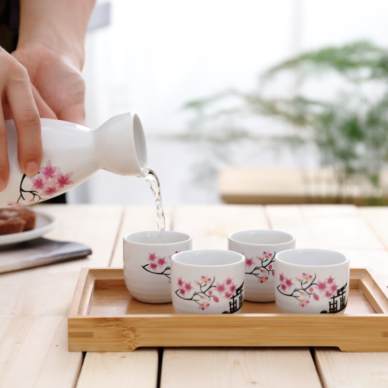 Pot en céramique japonais Vintage porcelaine | Pot Flagon service de tasses de spiritueux, boisson de cuisine, Bar service de vin saké japonais