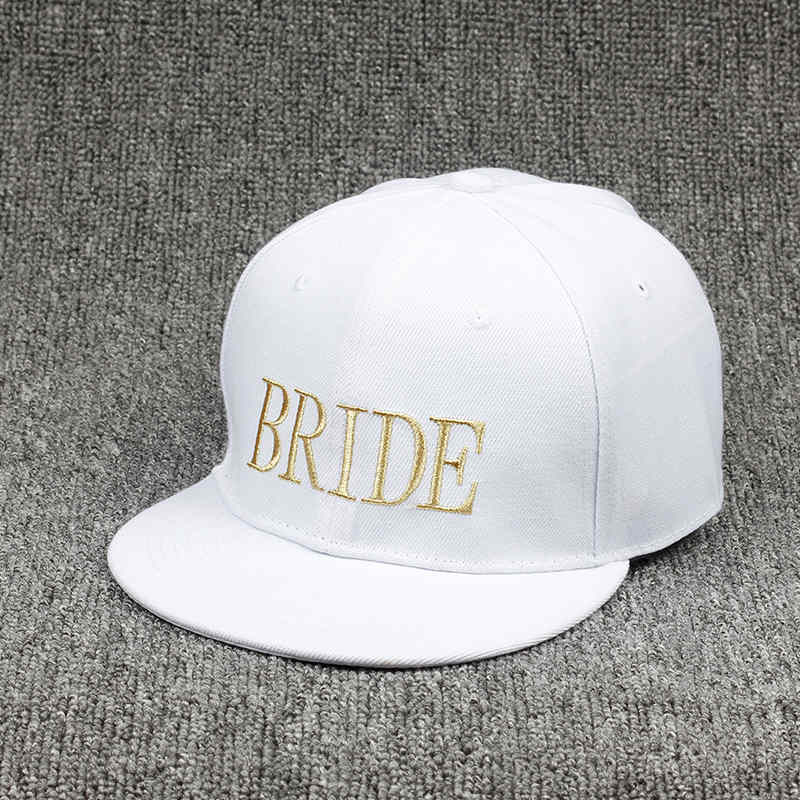 Casquette de Baseball brodée or, couvre-chef de fête de poule,: white BRIDE