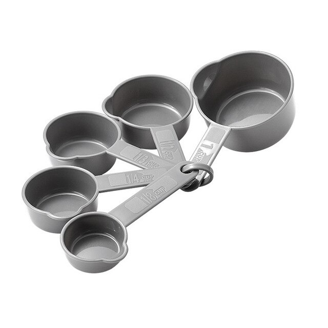 5/6/11Pcs Kitchen Measuring Tools Set Plastic Measuring Spoons Teaspoon Sugar Scoop Cooking Baking Cake Flour Measuring Cups: 5Pcs Cup Gray