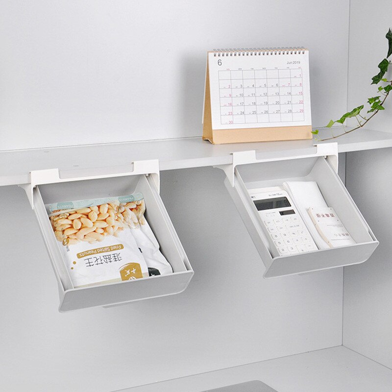 Kitchen Cabinet Hanging Shelf Drawer Food Organizer Under Desk Pen Holder Tableware Remote Control Storage Box Forks Spoons Tray