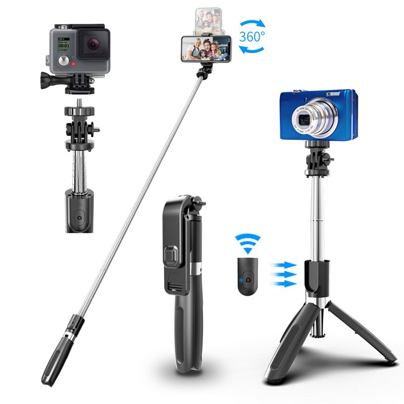 Draadloze Bluetooth 4 In 1 Selfie Stok Statief Opvouwbare Monopods Met Afstandsbediening Voor Smartphones Gopro Action Video Camera