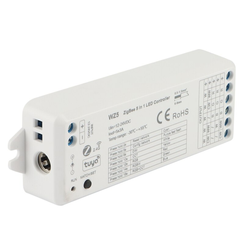 WZ5 TUYA Zigbee Led Controller DC12V 24V 5In1 Dimmer CCT RGB RGBW RGBWW RGBCCT Strip TUYA Smart Life APP Voice Control