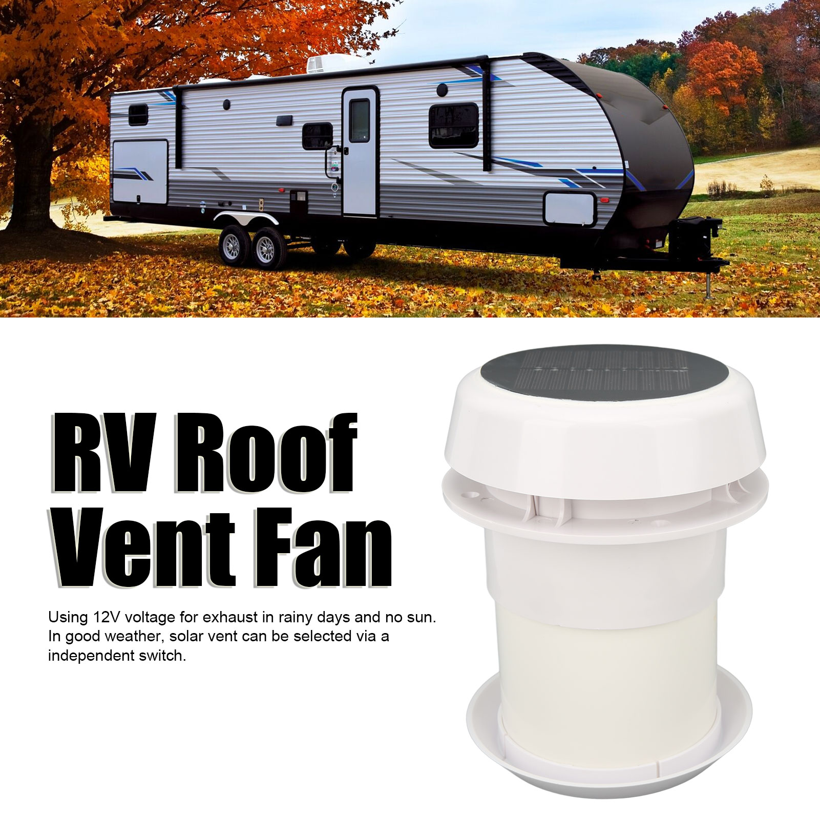 Exaustor de telhado dc12v rv, ventilação silenciosa movida a energia solar para campistas, navios, iates, rv, ventilador de teto, exaustor de teto