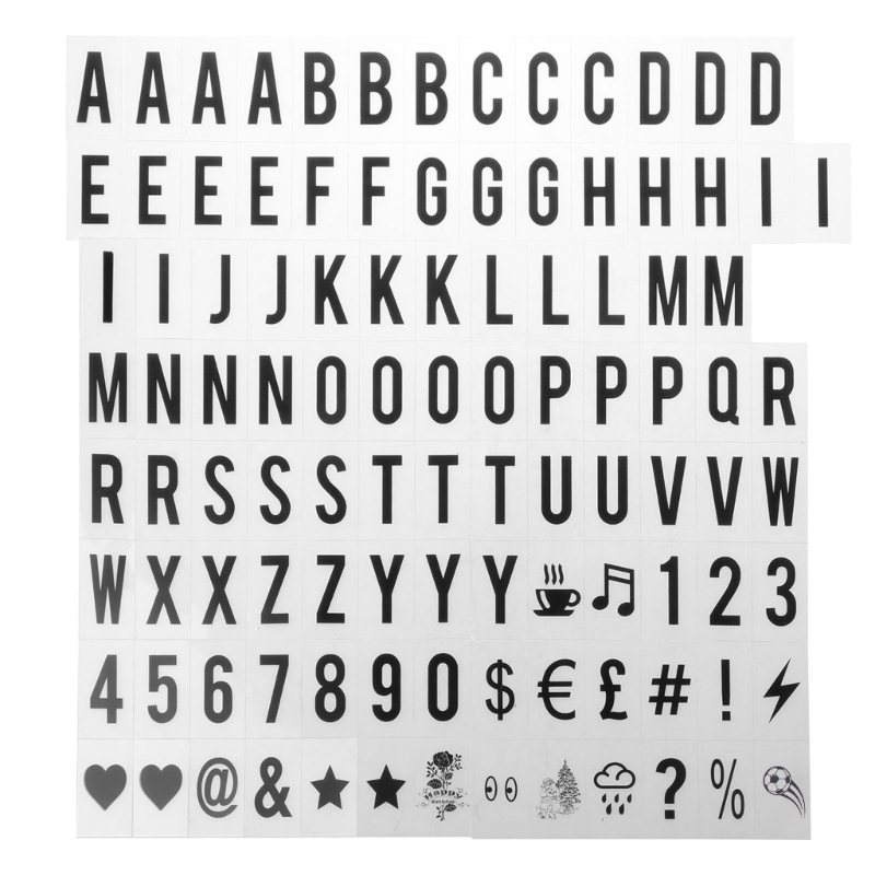 LED-Leuchtkasten, Buchstaben, Zahlen, Karten, DIY, Kino, Leuchtkasten, Symbole: Weiß
