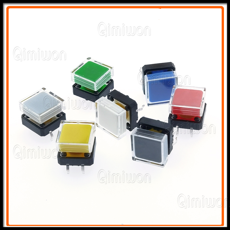10 Stuks B3f Tactiele Drukknopschakelaar + A14 Kleur Hoed 10 Stuks + Transparante Dop 10 Stuks Kortstondige Tact Touch Microschakelaar 12*12*7.3Mm