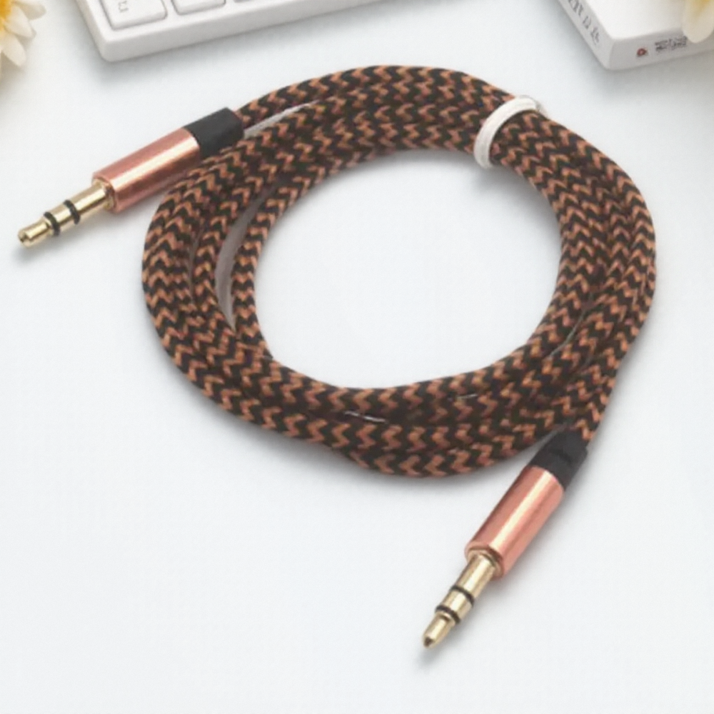 3.3ft st flätade nylonkabel, 3.5mm hane-till-hane ljudkabel för smartphone-hörlurar,  mp3 st musikkabel för spelare: Beige