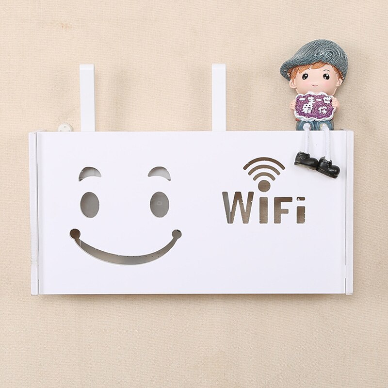 Étagère murale multifonction pour routeur Wifi, boîte de rangement pour alimentation de câble et support de fil, boîte de support de prise en bois et en plastique, bacs: 40.5x20.5x9.5cm / C