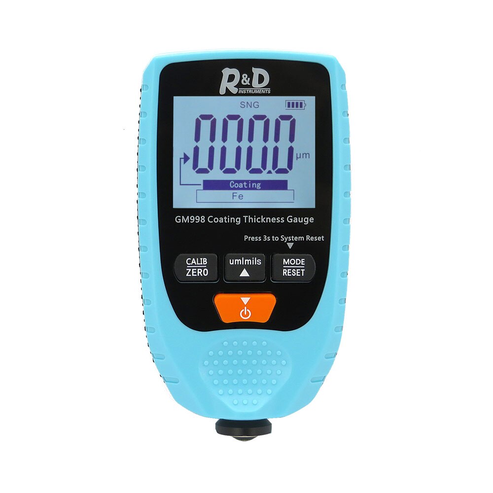 R & D GM998 voiture peinture revêtement épaisseur jauge voiture peinture galvanoplastie métal revêtement épaisseur testeur mètre 0-1500um Fe & NFe blanc: Blue