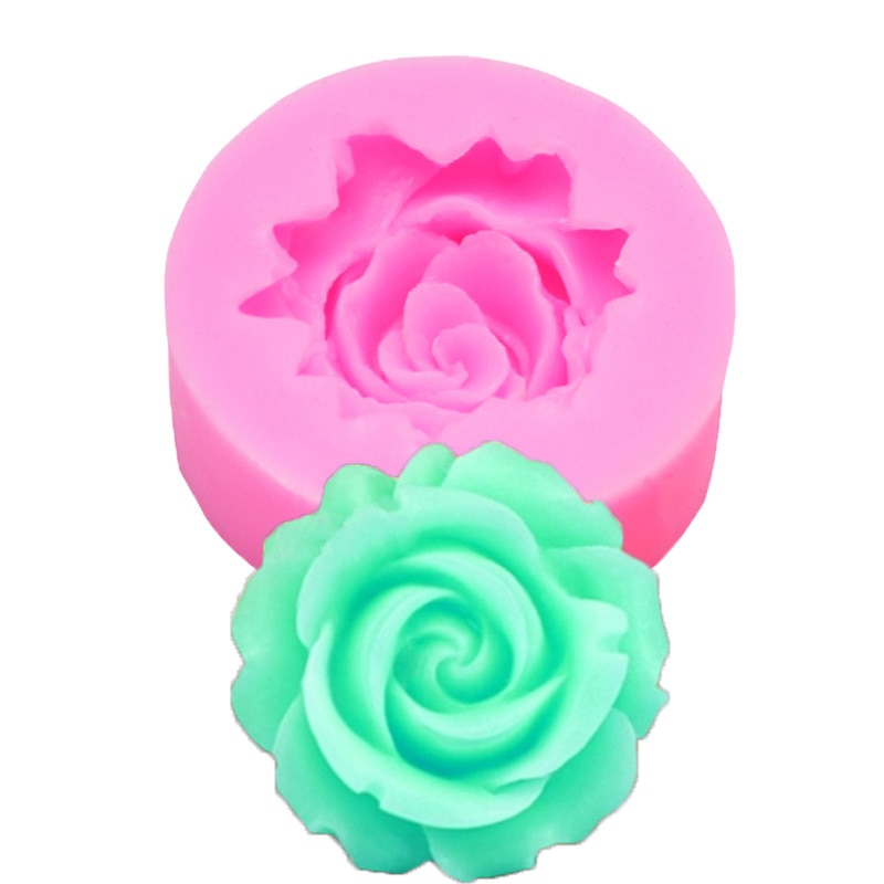 2Pcs 3D Rose Bloemvorm Siliconen Zeep Mal Vorm Chocolade Cakevorm Handgemaakte Diy Cake Fondant Decoratie Zeep Maken siliconen