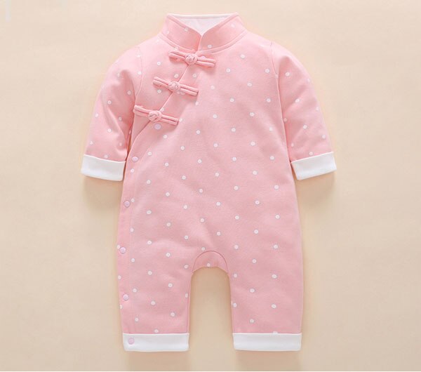 Ropa de algodón para niños traje de cuerpo del bebé es un traje tang de cuello alto de estilo chino: Lavanda / 18 meses