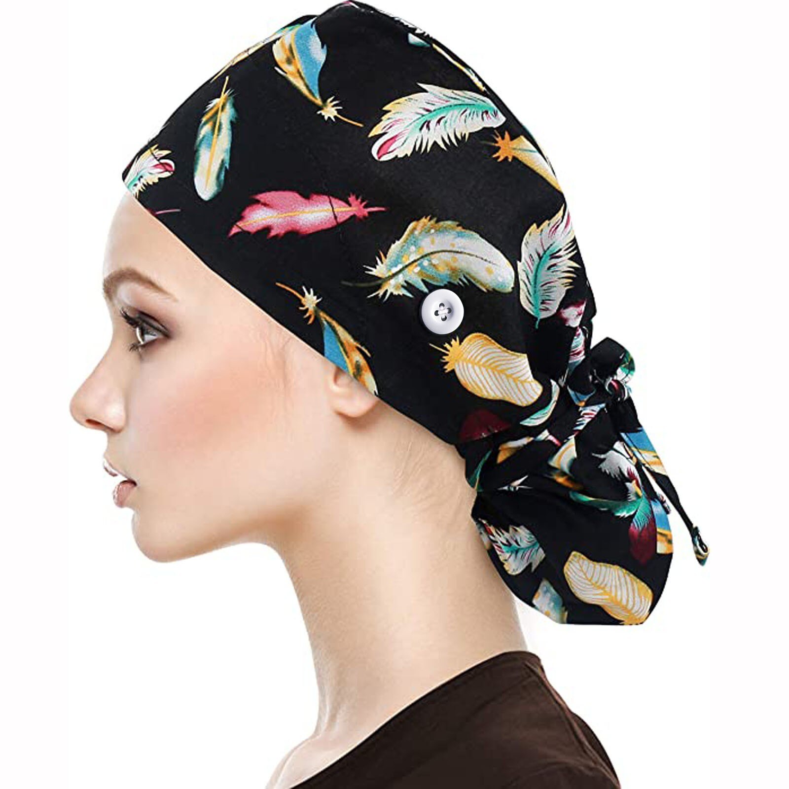 Printed Hats Scrubs Hats With Button Anti-lear Bandage Adjustable Caps Printing Nursing Caps Scrubs Cap Балаклава: A