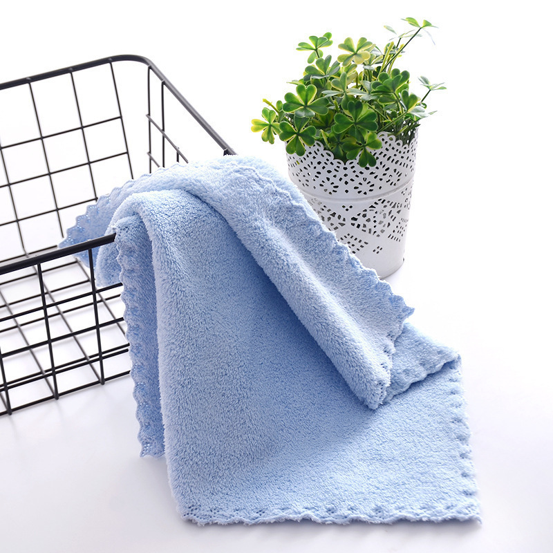 Coral Fleece Hand Towel Household Kitchen Table Cleaning Cloth Home Cleanig Tool Strong Absorbent Rag Soft Fast Drying Wipen: blue