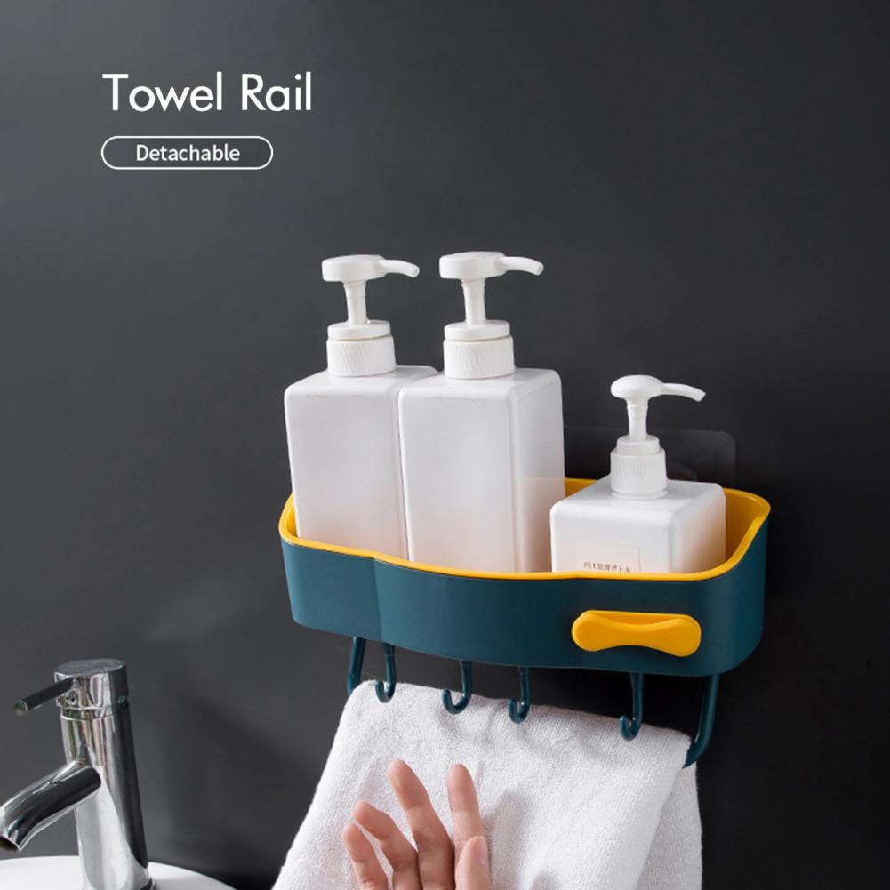 Shower Caddy Rounded Edge Space Saver Removable Hook Traceless Tray Bathroom Organizer Bathroom Shelf for Dorm