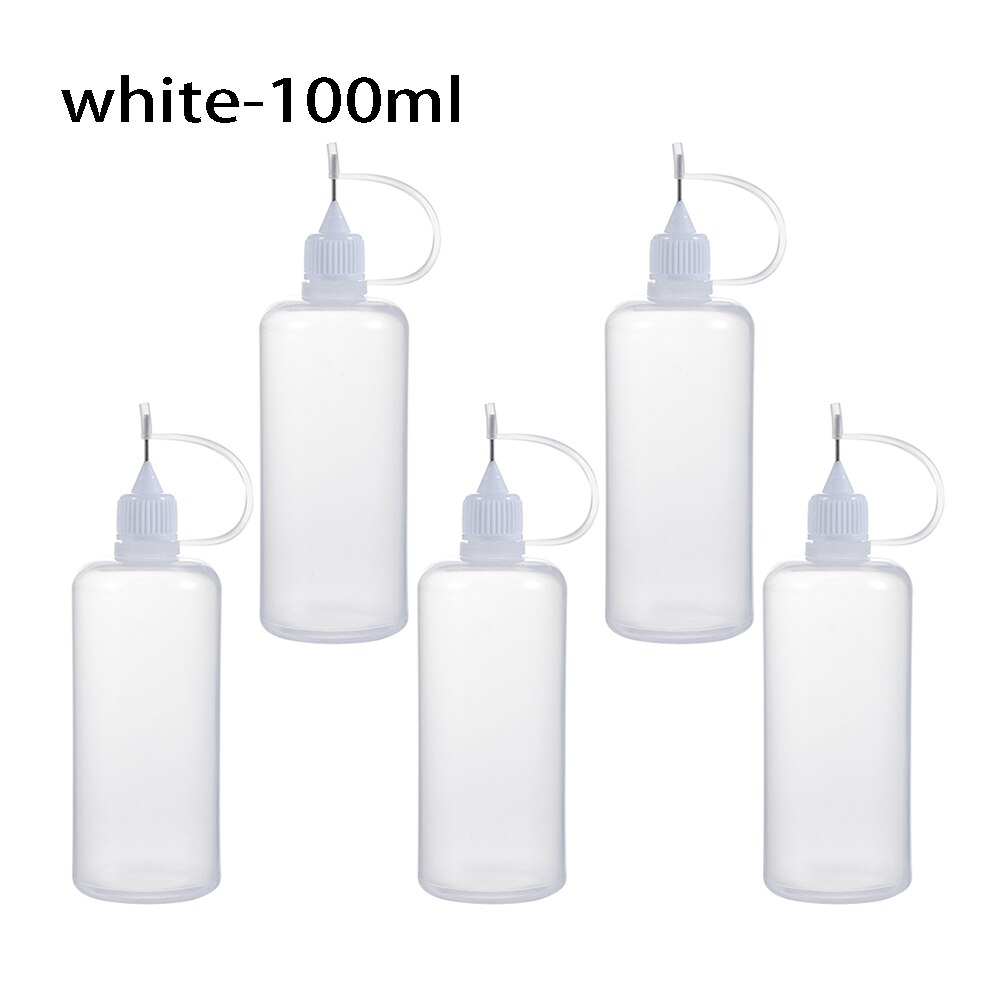 5 stuks lijmflesjes met 5/10/20/30/50/100ml naalden voor papierquilling, doe-het-zelf, scrapbooking, papierknutselgereedschap, naaldflesje en applicator: Wit 100ml