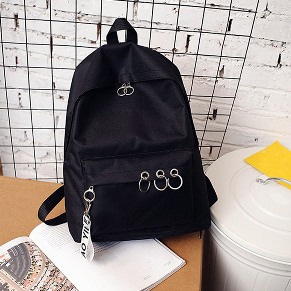 Women Canvas Backpacks Waterproof School Travel Bags for Teenagers Laptop Backpacks Patchwork Backpack Простой рюкзак: Black